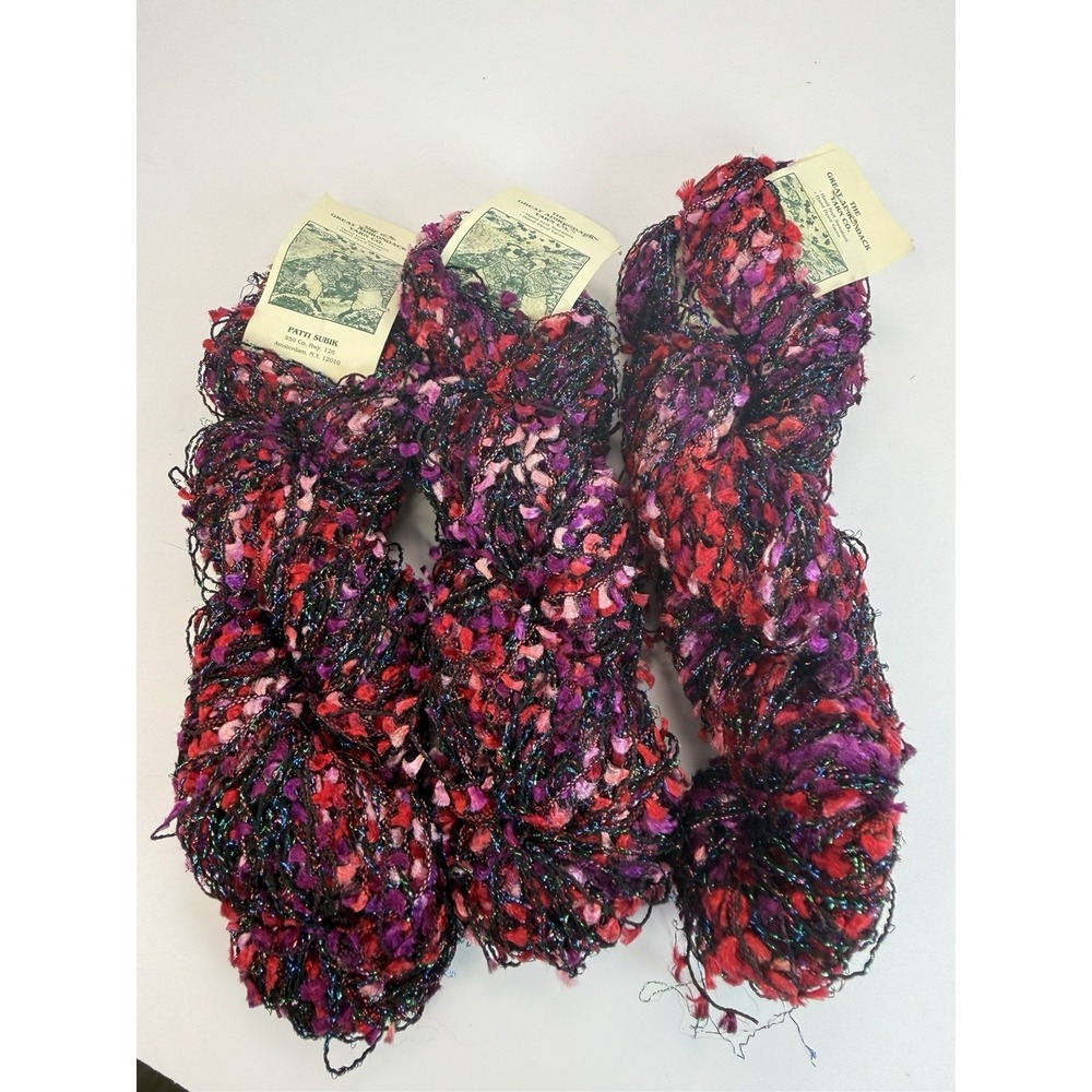 Great Adirondack Yarn Lot 3 Glitz Poppy Nylon Poly Hand Dyed Pink Red Purple